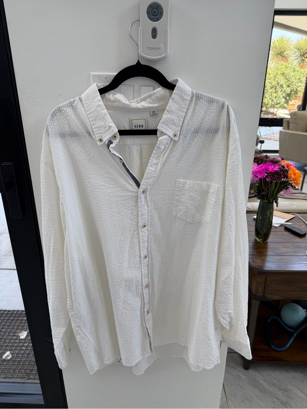 Rowan White Textured Long-Sleeve Button-Down Shirt